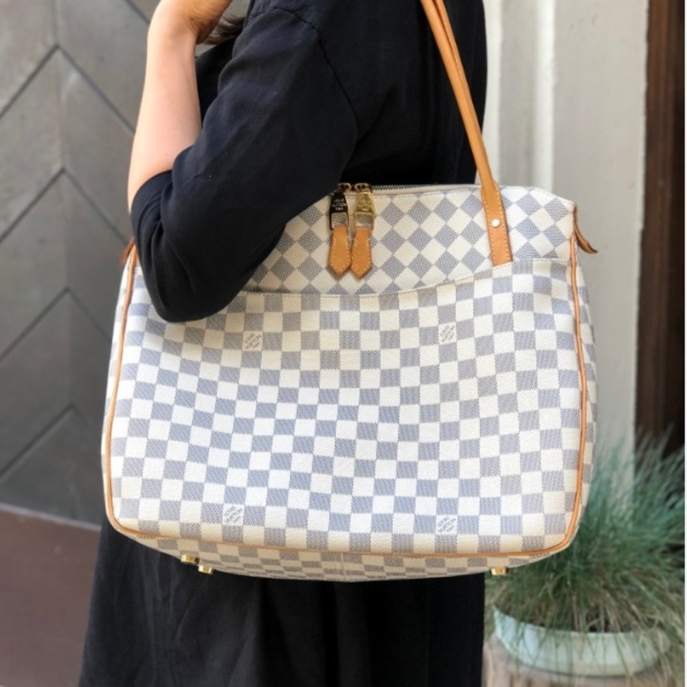 Louis Vuitton (LV) TR1142 Damier Azur FIGHERI GM Zip Tote Shoulder Bag Purse